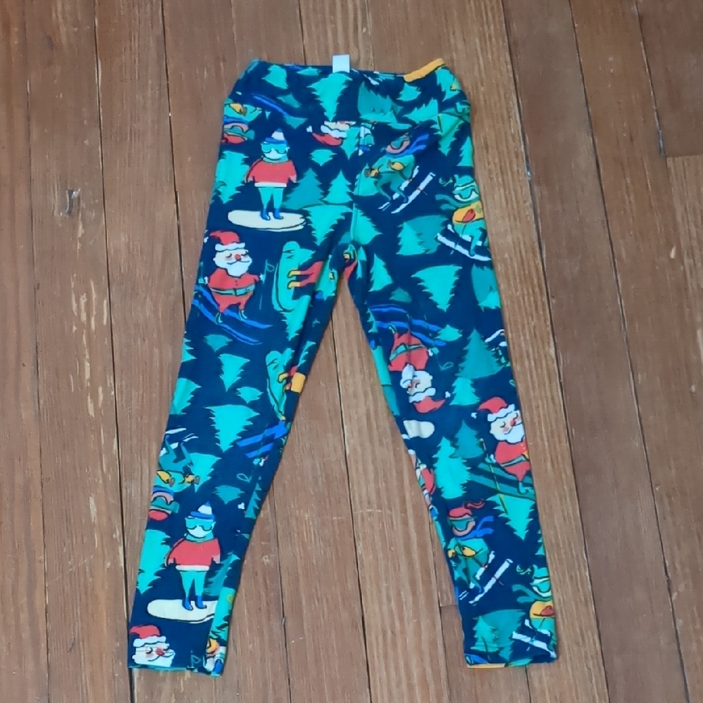 LuLaRoe Kids Santa and Tree Print Leggings